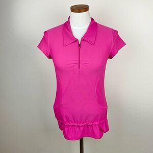Athleta Collared 1/4 Zip Short-Sleeve Top - Pink